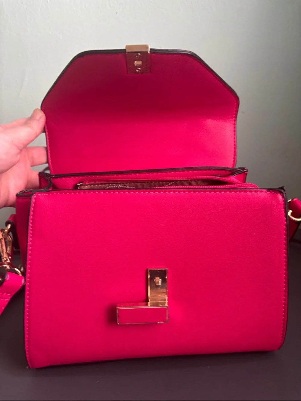 Structured Top-Handle Satchel in Vibrant Pink - Picture 2 of 6